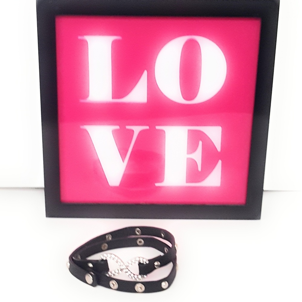 Infinity Black Leather Snap Bracelet